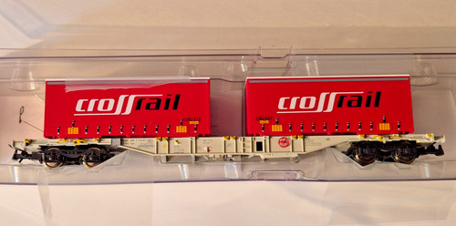 Roco 67444 , Containertragwagen AAE mit 2 Crossrail Wechselpritschen  , in OVP , | Condition: Gebraucht