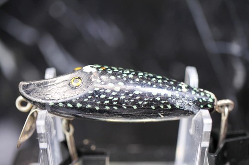 Paw Paw runt tipo rana splatter legno tack occhi esca da pesca NERO VERDE GLITTER - Foto 1 di 4