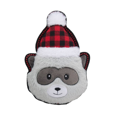 Merry & Bright Racoon Cutie Squeak Crinkle Dog Toy Soft Plush Shake Toss Winter
