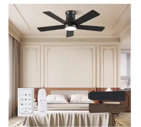 ZXXC 42 in. Indoor/Outdoor Black Downrod Mount Ceiling Fan with Dimmable LED - Image 2 of 4