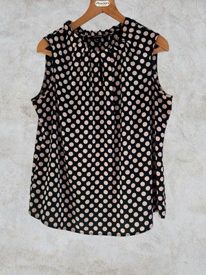 comma sleeveless top Green and pink polka dot pattern Size 16