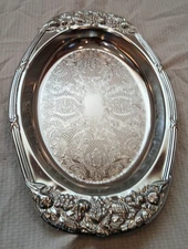 VINTAGE Shelton-Ware USA Stainless Steel Oval Tray Etched  Embossed ~13"x8"
