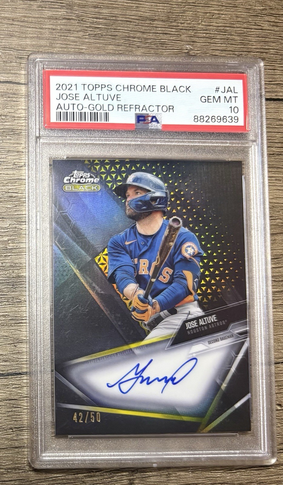 2021 Topps Chrome Black Jose Altuve Auto Gold Refractor /50 #CBA-JAL PSA 10