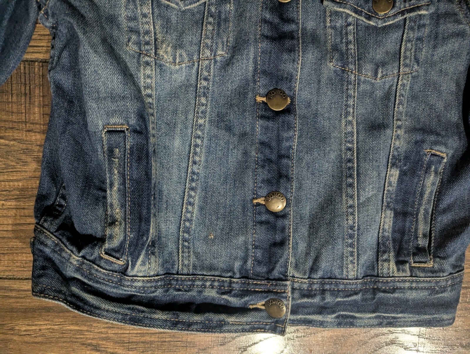 By Bongo Denim Jean Jacket Solid Blue Distressed … - image 5