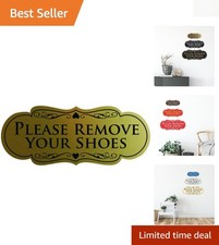 Chic Wall or Door Sign: Please Remove Your Shoes - Easy Installation Gold 5x2