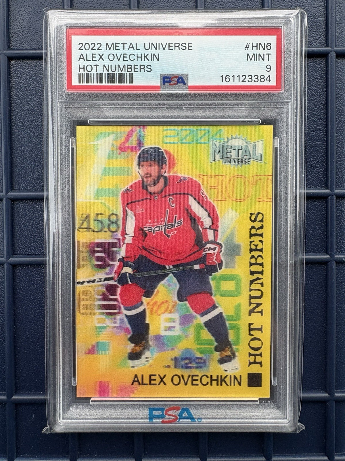 2022 Metal Universe Alex Ovechkin Hot Numbers PSA 9 view 1