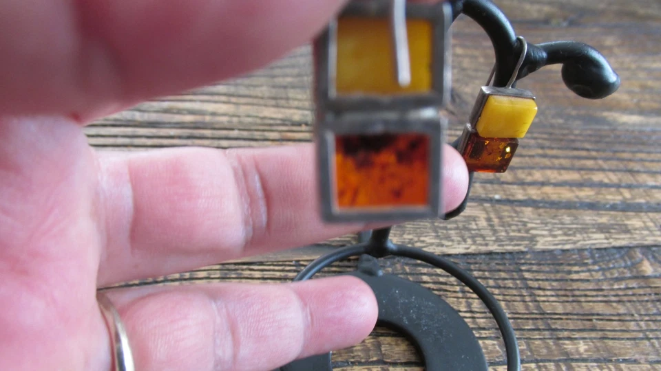 Pendiente ámbar vintage plata 925 Foto 3 de 4