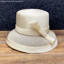 Liz Claiborne Women's Ivory Straw Church Dress Hat Vintage 90s Bow