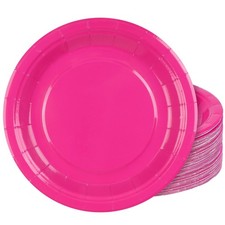 72 Pieces 9 Inch Hot Pink Paper Plates Disposable Heavy Duty Paper Plates Dec...