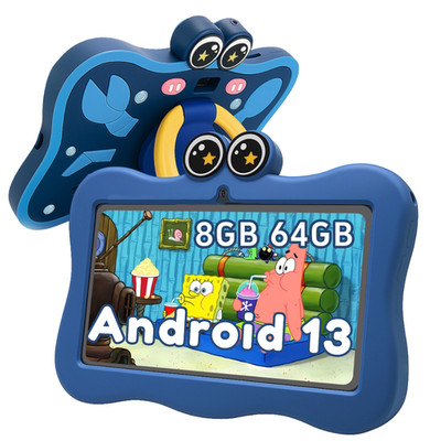 7 Inch Kids Tablet for Age 3-12 Android 13 8GB RAM 64GB ROM Time Control WiFi