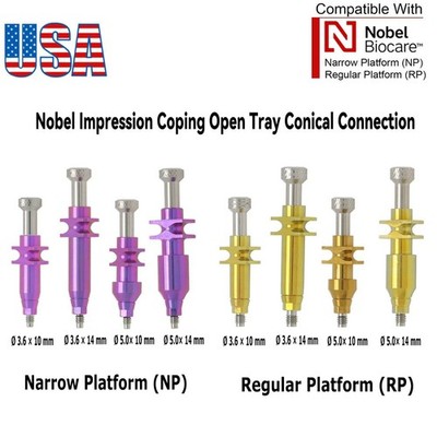 US Dental Nobel Conical Connection Impression Coping Open Tray NP/RP Ø3.6/5.0mm