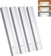 4 Pack AA Battery Operated Under Cabinet Lights Wireless Dimmable 3 Color LED