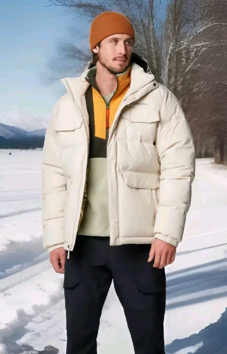 Para Hombres Columbia Landroamer Down Parker Impermeable Omni Heat Dorado Infinito Mediano