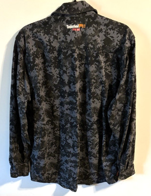 TIMBERLAND PRO Men's Gray/BlkAbstract Pattern LS Button Up Shirt W/Collar Sz L