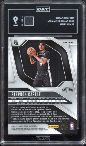 2024-25 Stephon Castle ROOKIE #234 Silver Prizm (RC) TAG 9 - Picture 2 of 2