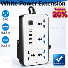 Surge Protected Extension Lead With 4 USB USB C 4Gang Way Power Cable UK Plug