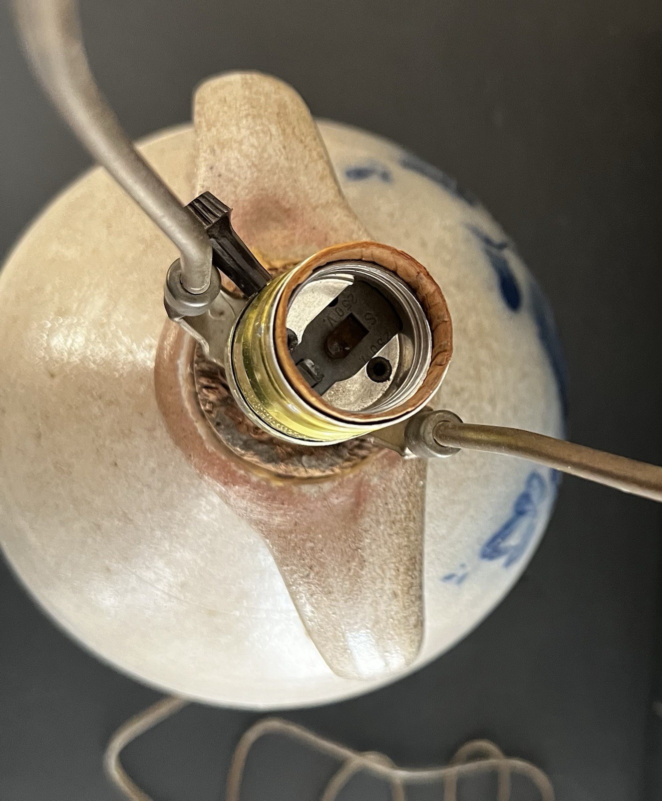 Vtg Ethan Allen Lamp Rowe Pottery Jug Salt Glaze Stoneware Blue Bird  Folk Art