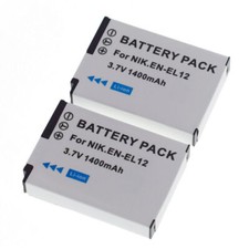 2Battery For EN-EL12 Nikon Coolpix S31 S70 S1200pj P300 P310 P330 P340 A900 W300