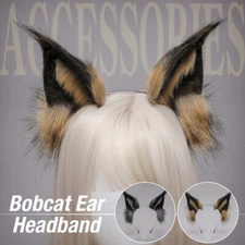 Faux Fur Wolf Ears Headband Realistic Furry Animal Hair Hoop Cosplay Costume New