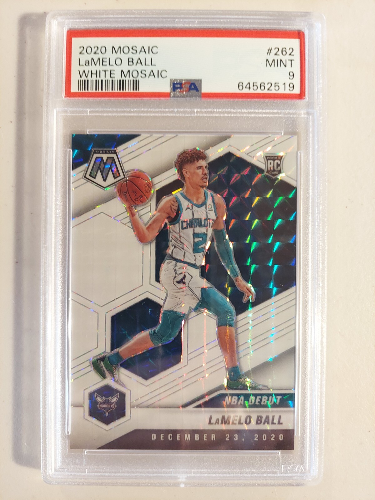 LaMelo Ball 2020 Mosaic White Mosaic Prizm PSA 9 RC Rookie 12/25 #262 Hornets SP