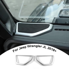 Silver A Pillar Stereo Speaker Cover Trim Decor For 2018 Jeep Wrangler JL Pair