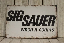 Sig Sauer Tin Sign Metal Poster Vintage Look Pistols Guns & Ammo Shop 97