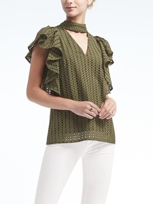 banana republic ruffle sleeve top