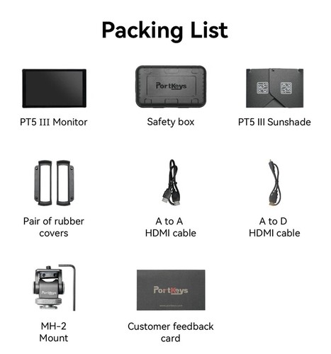 Portkeys PT5 III Camera Field Monitor 5.4" 800nit 4k Touch Screen Camera Monitor - Picture 2 of 6