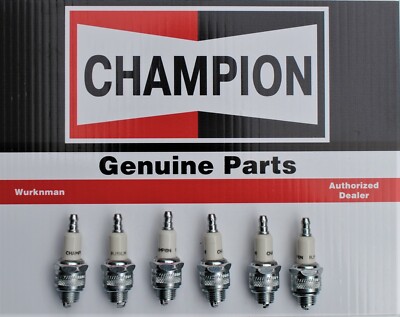 6 pack of Genuine Champion Spark Plugs RJ19LM for Engine for Briggs Kohler More 