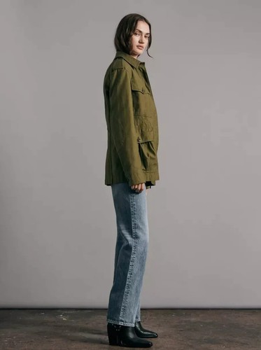 NEW Rag & Bone LORENZ COTTON MILITARY JACKET in Army Green XS #CSJ659 - Picture 5 of 12