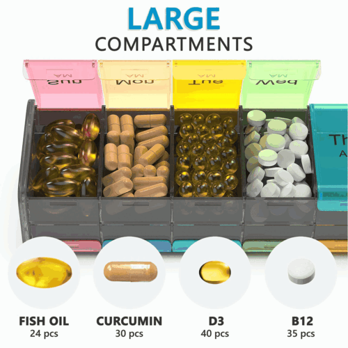 Extra großer Pillenorganizer XXL Pillenbox 7 Tage wöchentlich Pillenorganizer mit AM PM - Bild 2 von 8