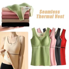 Women Lady Thermal Vest Wide Strap Fleece Lined Undershirt Thick Tank Tops Warm