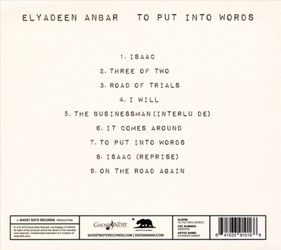 ELYADEEN ANBAR - TO PUT INTO WORDS NEW CD
