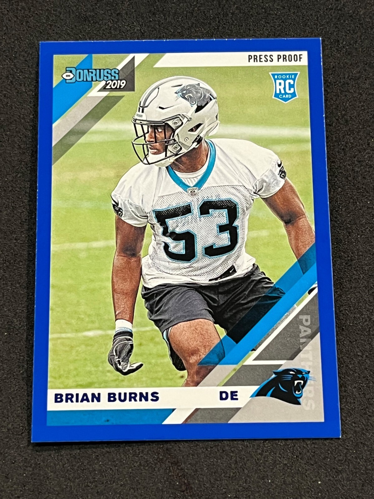2019 Panini Donruss Football Brian Burns Rookie Press Proof Blue #256 - Panthers