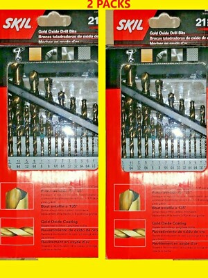  2 PACK SKIL 21-Piece Set High-Speed Steel Twist Drill Bit Set 42 BITS 
