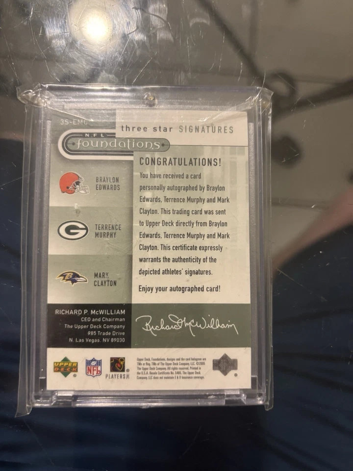 2005 Upper Deck NFL Foundations Three Star Signature  - Image 2 of 2