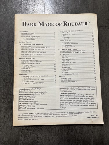 MERP Dark Mage of Rhudaur Adventure Module - ICE 801 NO COVER | eBay