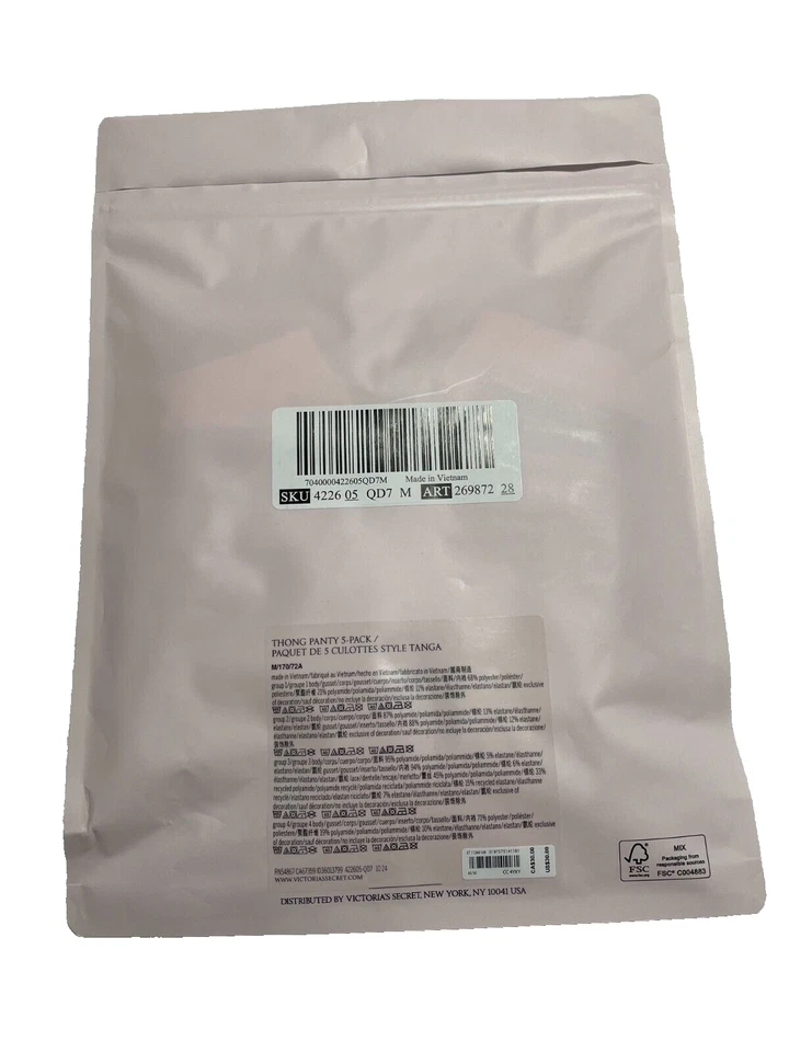 Tanga Victoria Secret sin costuras para mujer tiro medio bajo 5 pares Love Script Foto 2 de 3