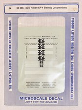 MICROSCALE N DECAL-NEW HAVEN/NH EF-4 ELECTRIC LOCOMOTIVES  - #60-666