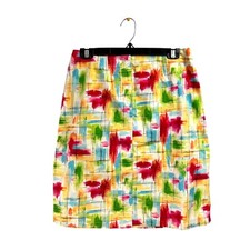 Talbots Womens Skirt Size 8 Medium Abstract Patchwork Print Pencil Knee Length