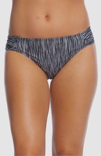  279 LA Blanca Swimwear Women's Black Striped Side-Shirred Bikini Bottom 12