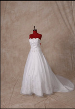 Wedding gown NWOT custom made strapless w/embroidery and subtle beading