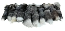 Lot of 10 Silver Fox Tails, Real Genuine Fur Fox Tails