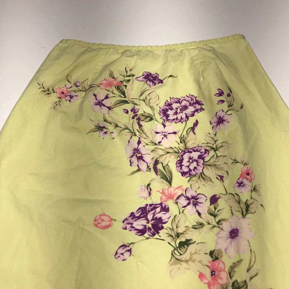 Antigua Falda Azul Marino Juniors Talla 1 Amarillo Estampado Floral Cremallera Lateral Hasta la Rodilla Foto 2 de 4