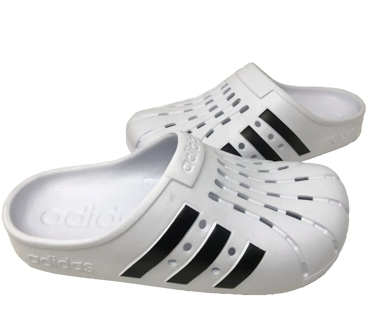 Adidas Adilette Clogs Unisex White Black Slip On Swim  display picture 1