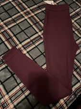 Womens Time and Tru High Rise Stretch Rib Leggings Plum Color Size XS/0-2