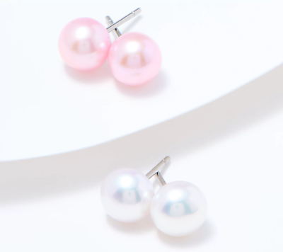 Honora Stainless Steel Set of Cultured Pearl Stud