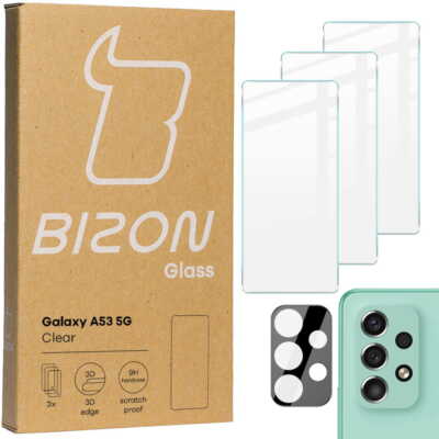 Gehärtetes Glas Bizon Glass Clear - 3 Stück + Kameraschutz Galaxy A53