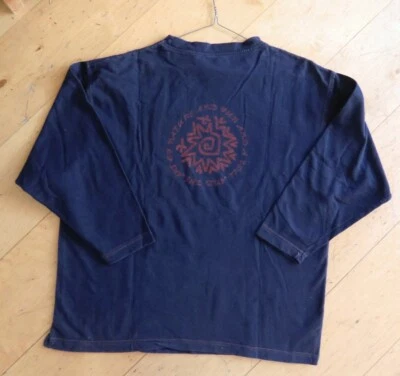 Vintage Oversized Sweat Shirt dunkelblau orange mit Rückenaufdruck orig. 80iger - Bild 1 von 2