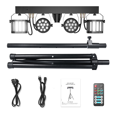 LED Stage Wash Light with Stand Wireless Remote Control Adjustable Angle Party